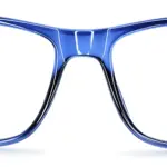 Planet Plus 16 C2 rectangular acetate glasses frame in transparent blue with dark temples, front view